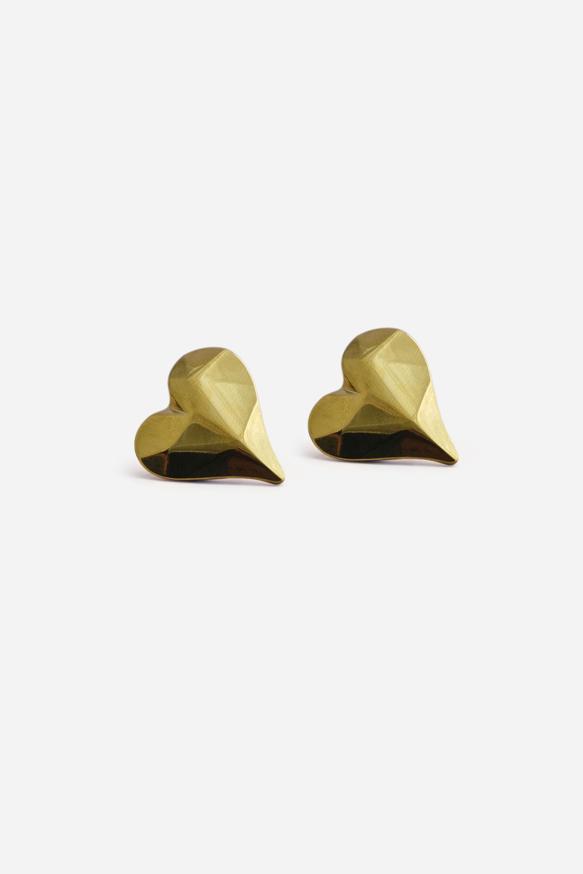 Folded Heart Stud Earrings, , image 1